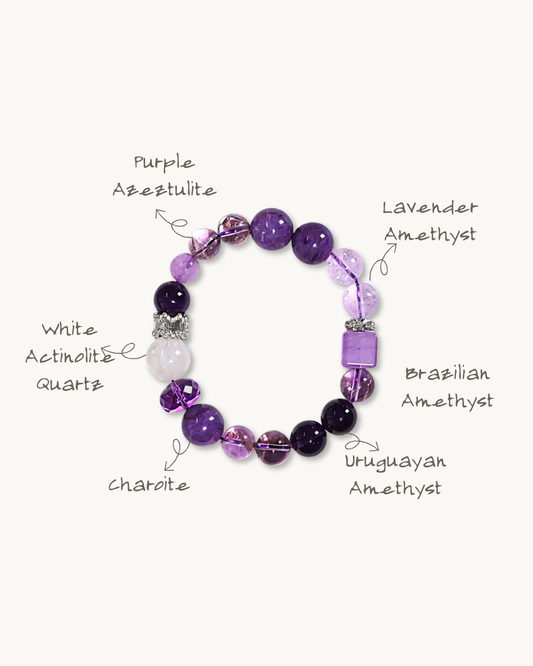 Nine Purple Fire, Amethyst Bracelet, Boost Your Luck