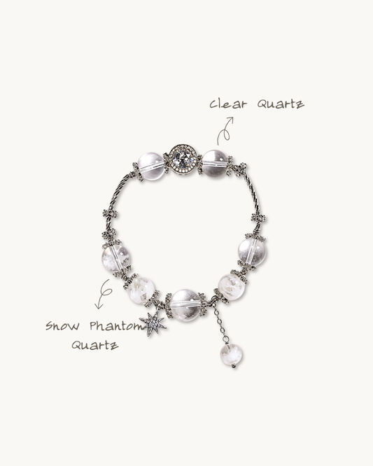 Zero Chill, Snowflake Obsidian & Clear Quartz Bracelet, Purify Your Energy
