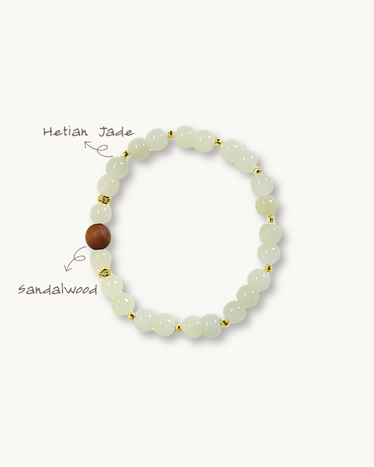 Sandalwood & Hetian Jade Bracelet, Find Stillness
