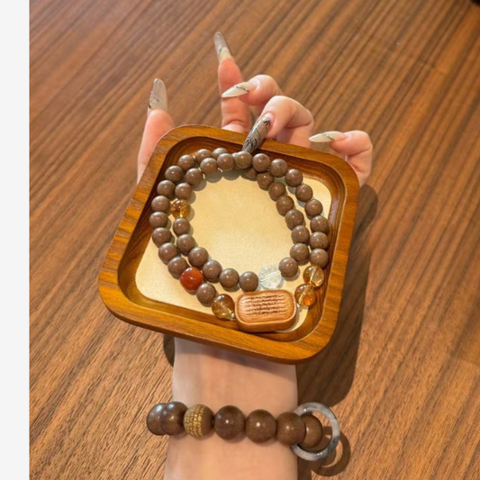 Double-wrap Herbal Incense Bracelet|"Five Sutras Blessing", Crystal & Sandalwood, Various Herbal Recipes Available