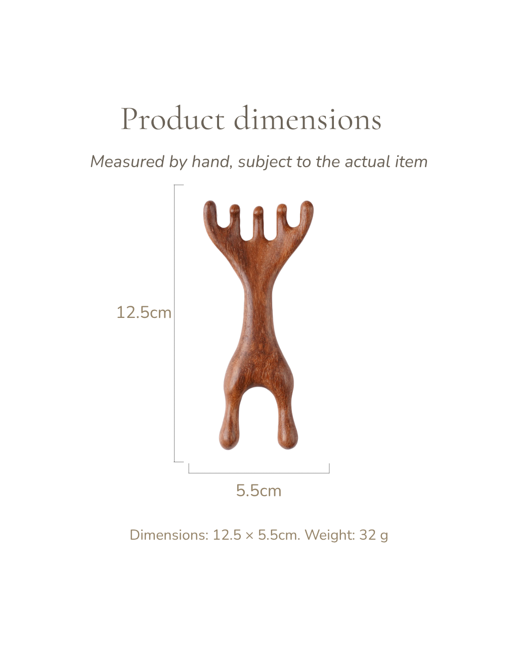Meridian Acupressure Comb - Wood, For Head & Nose Meridian Massage