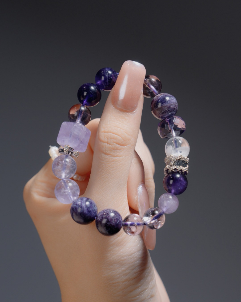Nine Purple Fire, Amethyst Bracelet, Boost Your Luck