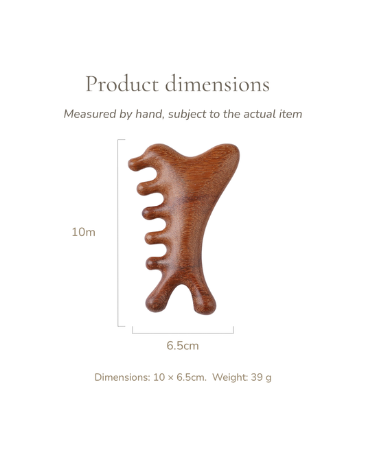 Meridian Acupressure Comb - Wood, For Face & Head Lymphatic Drainage