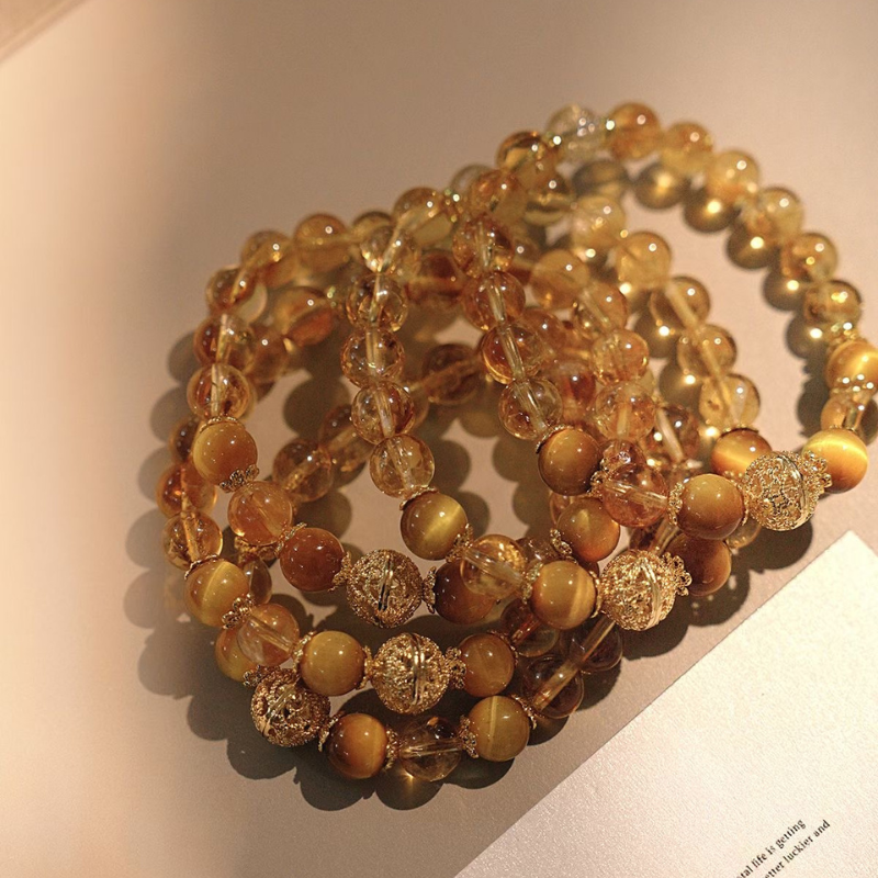 Bracelet|"Sunset Gold Fusion" Pyrite & Golden Rutilated Quartz for Wealth Abundance