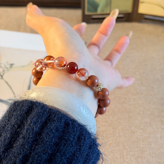 Herbal Incense Bracelet|"Passion & Vitality", Transparent Red Phantom & Red Agate, Various Herbal Recipes Available