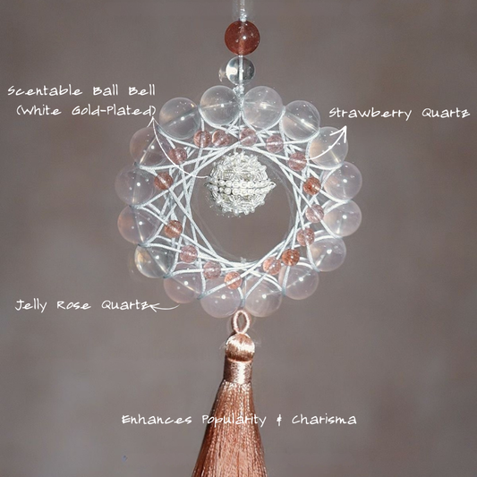 Charm Pendant|Rose & Strawberry Quartz, Boost Love & Graceful Charm