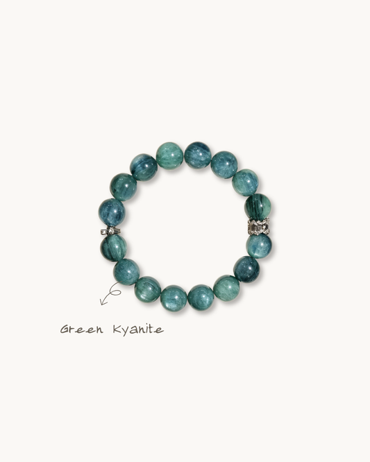 Verdant Stream, Green Kyanite Bracelet, Boost Your Intuition