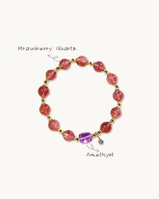 Rose Garden, Strawberry Quartz Bracelet, Bring Love Closer