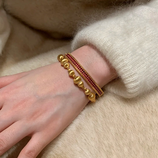 Gold-Plated 925 Silver|Full Gourd Bangle