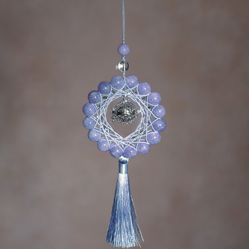 Charm Pendant|Lilac Chalcedony & Clear Quartz, Calm Mind & Purify Aura
