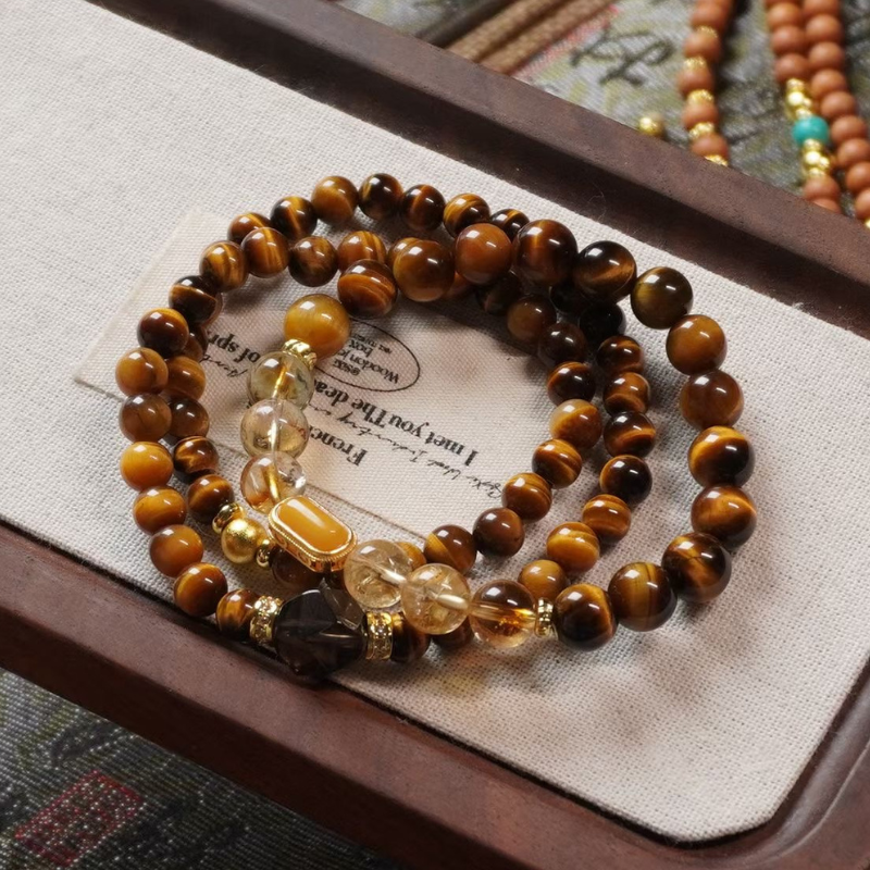 Bracelet|Amber Glow Tiger's Eye & Citrine for Confidence Communication Wealth