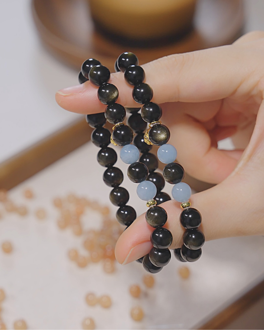 Twilight City, Gold Sheen Obsidian Bracelet, Unbreakable Shield