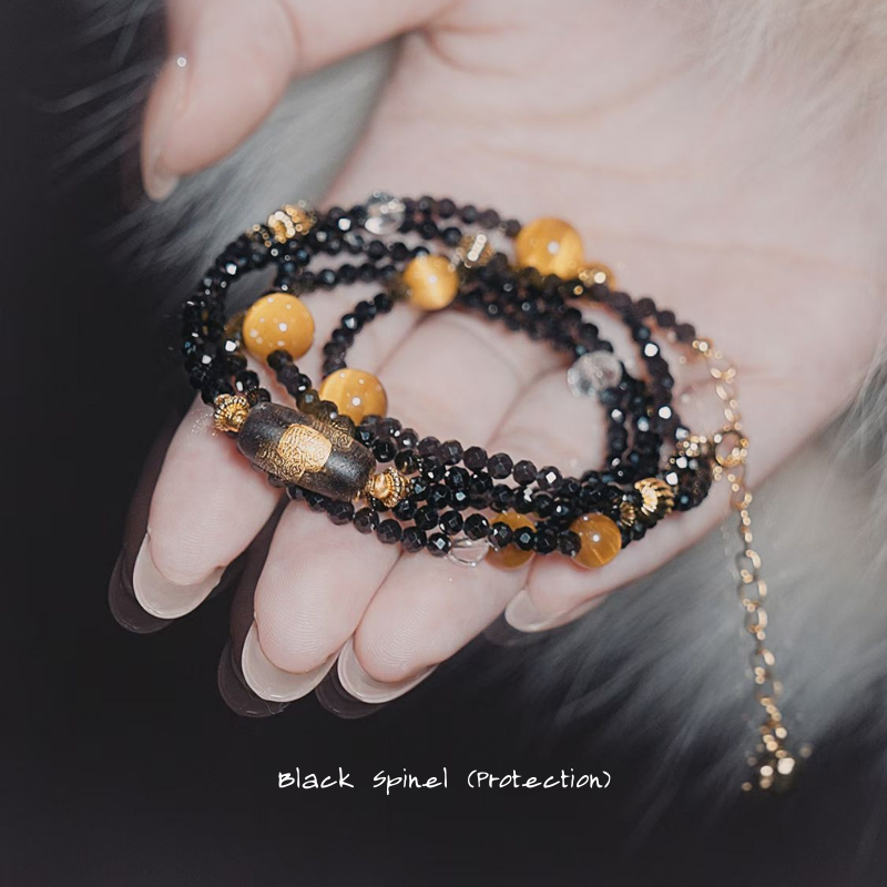 Multi-wrap Bracelet|"Nine Turns Exquisite" Black Spinel for Protection & Warding Off Evil