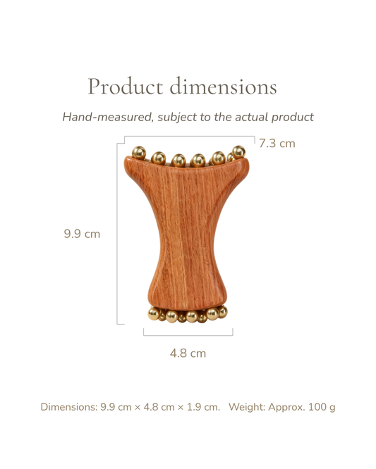 Slim Waist Massage Tool - Wood & Brass, For Face & Body