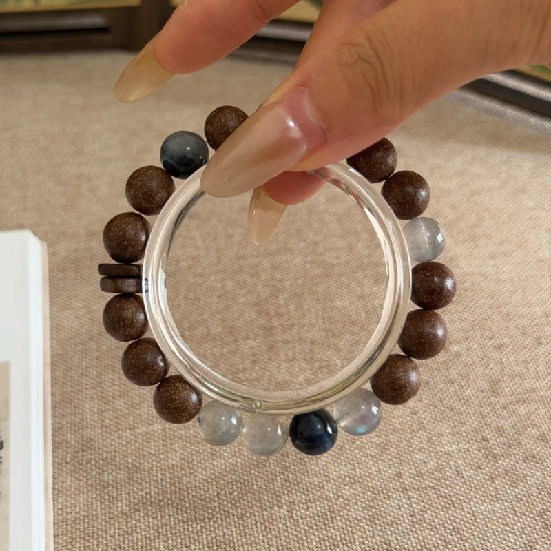 Herbal Incense Bracelet|"Intuition & Calm", Grey Moonstone & Blue Tiger's Eye, Various Herbal Recipes Available