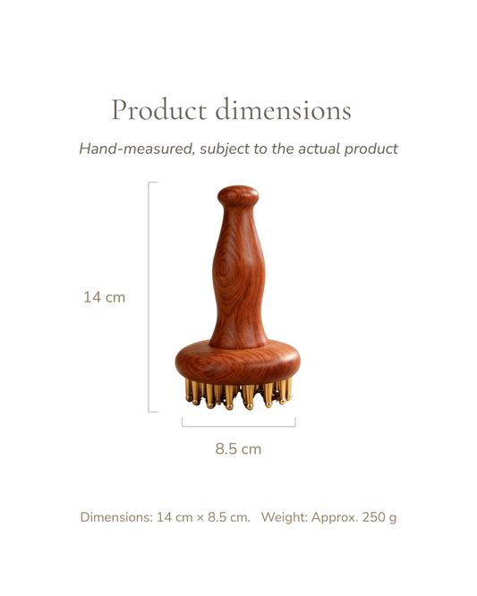 Handheld Meridian Brush - Wood & Brass, For Head or Body