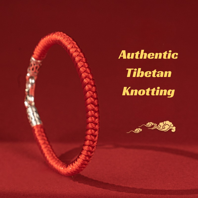 Red String Bracelet|Tibetan Vajra Knot Bracelet - Handwoven Red Cord