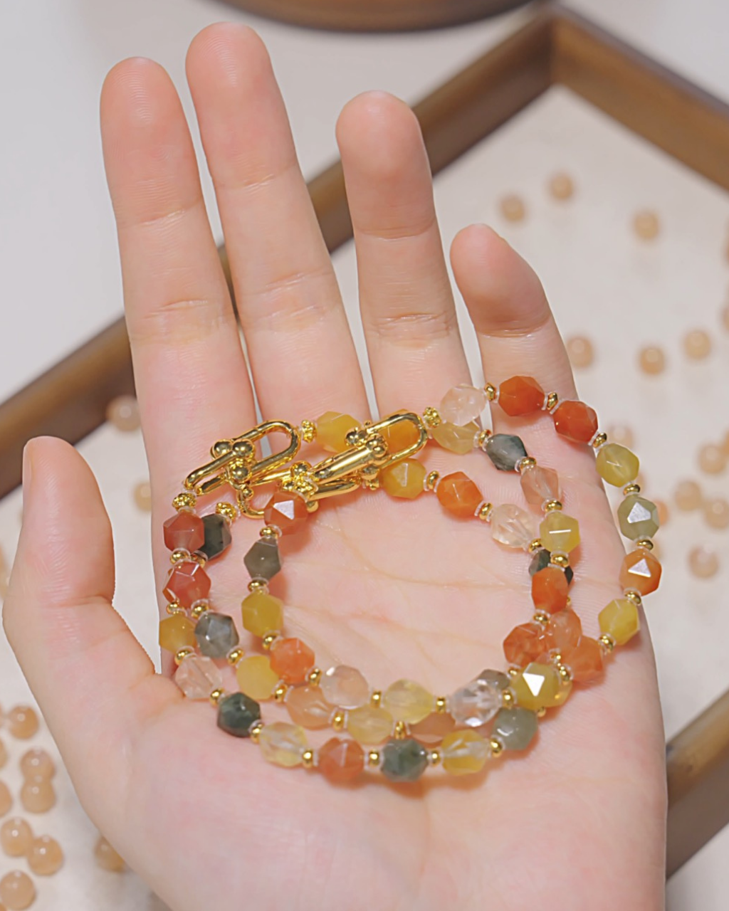 Freeform Series, Coral Sea, Multi Rutilated Quartz Bracelet, Shifts Fortune