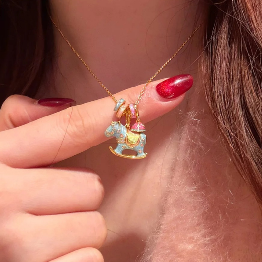 Gold-Plated 925 Silver|Enamel Dreamy Horse Necklace – Luck & Elegance