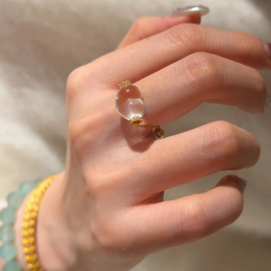 Gold-Plated 925 Silver| Peach Chain Ring