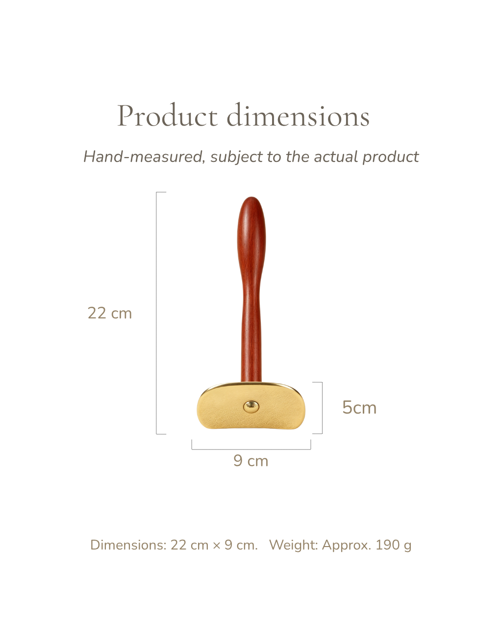 Long-Handle Gua Sha - Wood & Brass, For Body