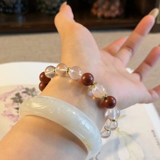 Herbal Incense Bracelet|"Heart Healing", Pink Rutilated Quartz & Clear Quartz, Various Herbal Recipes Available