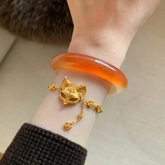 Gold-Plated 925 Silver|Nine-Tailed Fox Bracelet - Talisman of Charm, Wisdom & Mysterious Blessings
