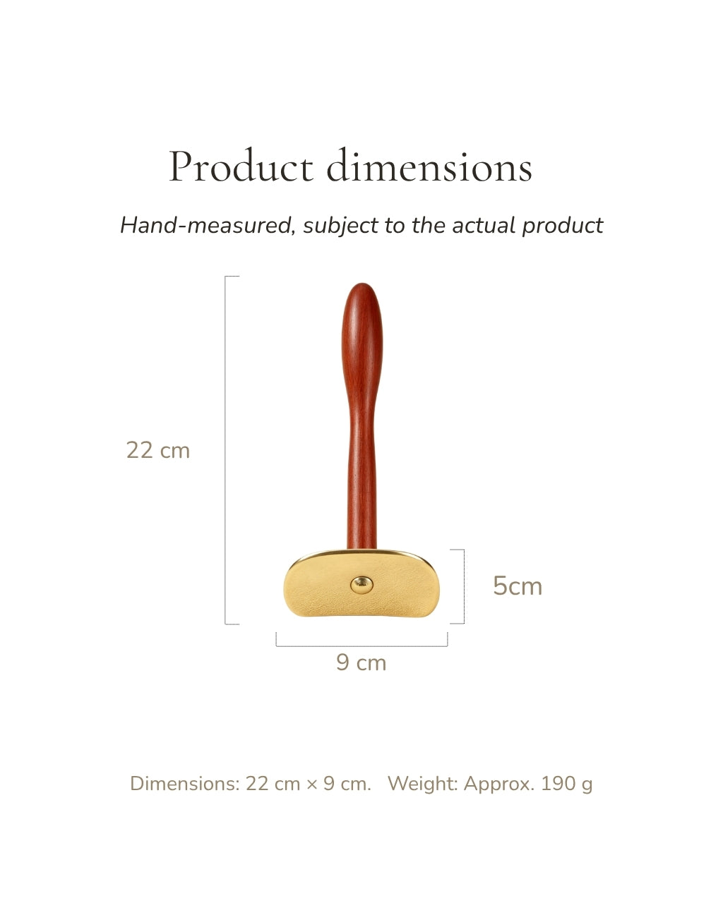 Wood & Brass Long-Handle Body Gua Sha Tool