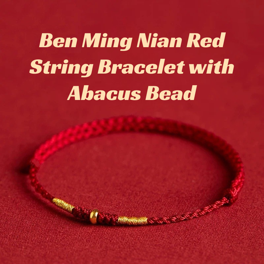 Red String Bracelet|Ben Ming Nian with Abacus Bead - Good Luck, Smooth Path & Protection