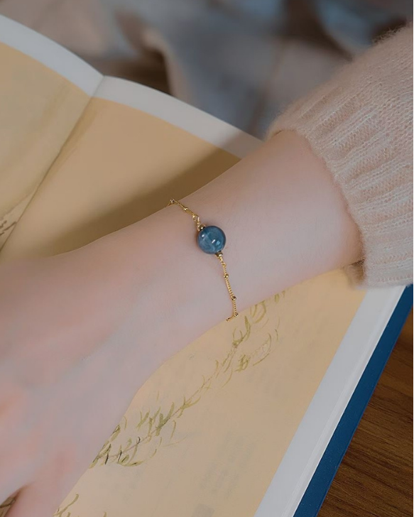Wish Pearl, Kyanite Chain Bracelet, Healing
