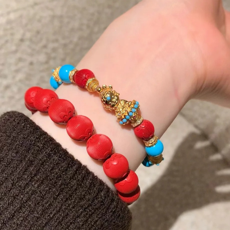 Gold-Plated 925 Silver|Southern Red Agate Bead Bracelet – Fortune & Harmony