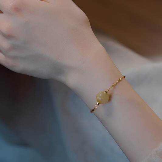 Chain Bracelet | Pearl of Palm – Golden Rutilated Quartz for Wealth & Retention