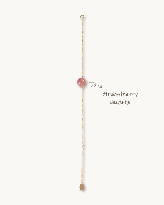 Wish Pearl, Strawberry Quartz Chain Bracelet, Love