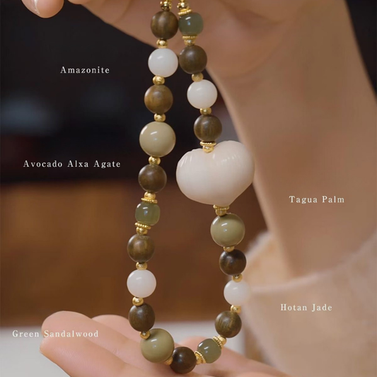 Phone Strap | Forest Letter – Hetian Jade & Green Sandalwood for Calm & Protection