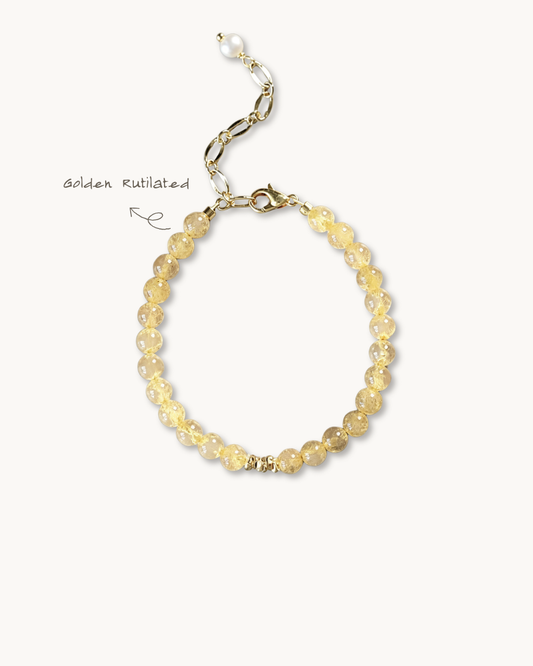 Everluck Golden Rutilated Bracelet, Wealth Boost