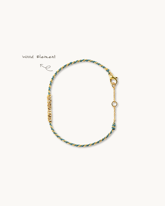 Handwoven Cord Series, Eternal Golden Pine Bracelet, Career Growth