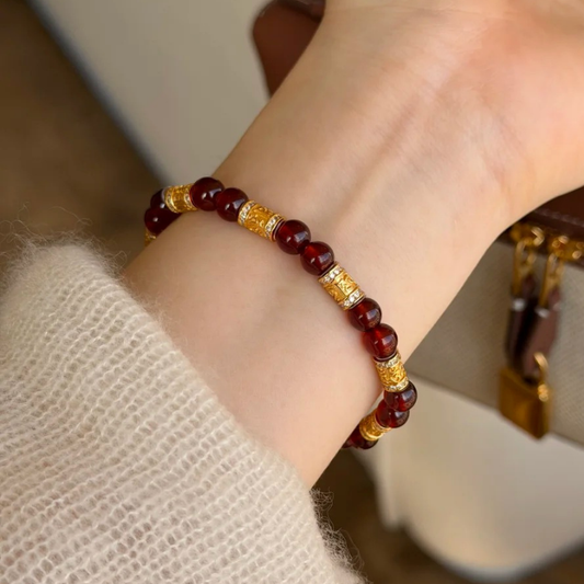 Gold-Plated 925 Silver| Red Agate Bangle