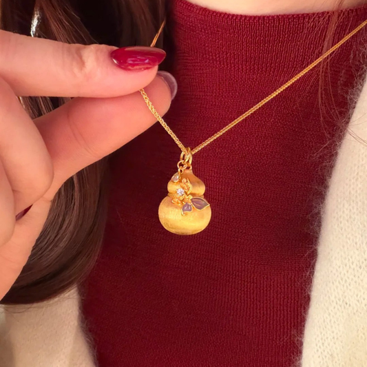 Gold-Plated 925 Silver|Gourd Necklace – Fortune & Blessing