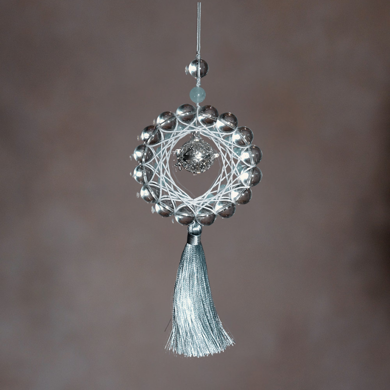 Charm Pendant|Clear Quartz & Aquamarine, Guard Blessing & Keep Peaceful Mind