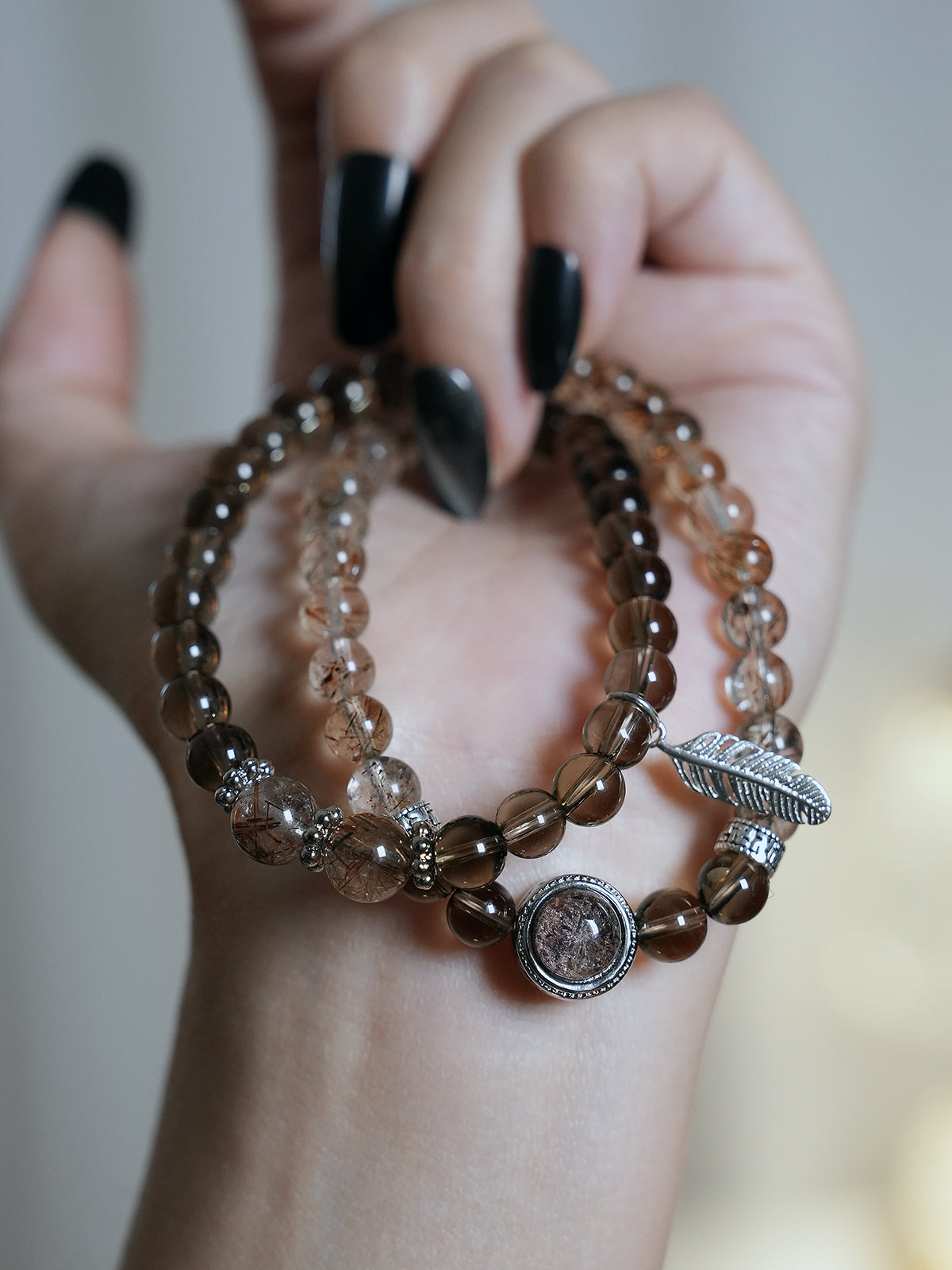Double-wrap Bracelet|"Twilight Glow" Super Seven & Smoky Quartz for Purify & Stability