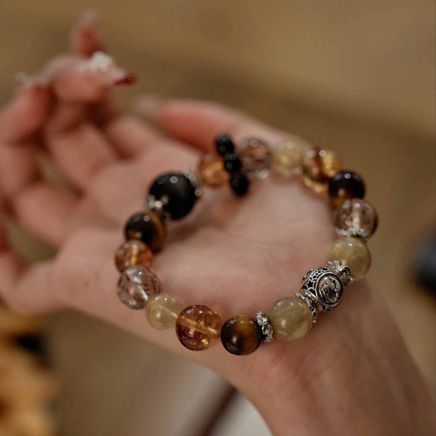 「Pisces」Bracelet|Golden Sheen Obsidian & Golden Hair Quartz for Wealth, Protection & Abundance