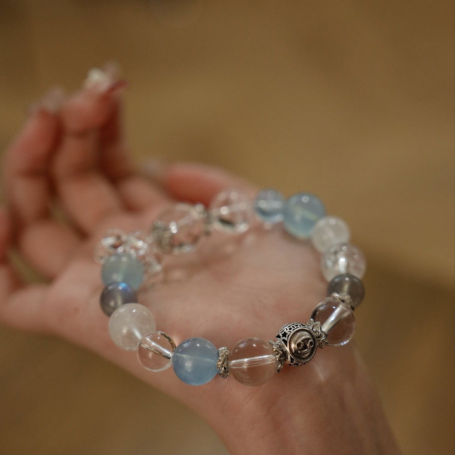 「Cancer」Bracelet|Moonstone & Aquamarine for Intuition, Calmness & Emotional Balance