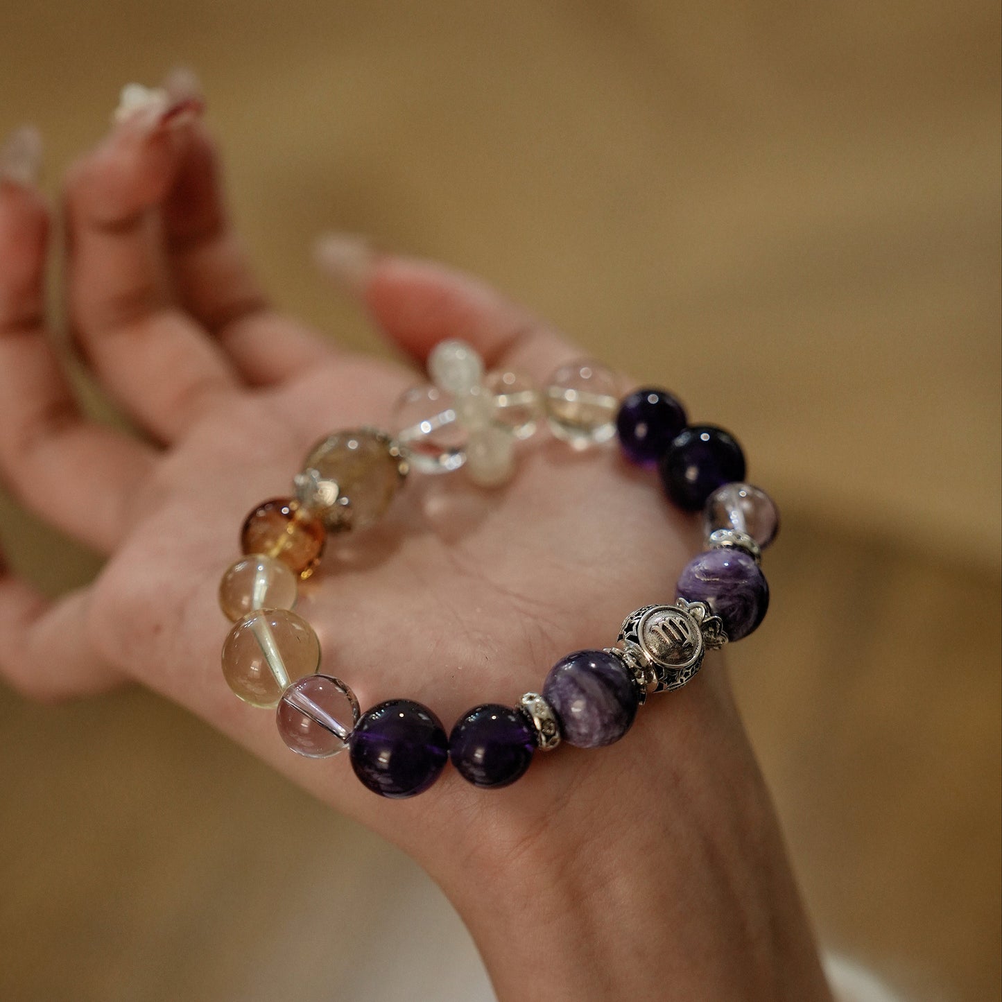 「Virgo」Bracelet|Amethyst & Citrine for Protection, Sharp Intuition & Great Ambition