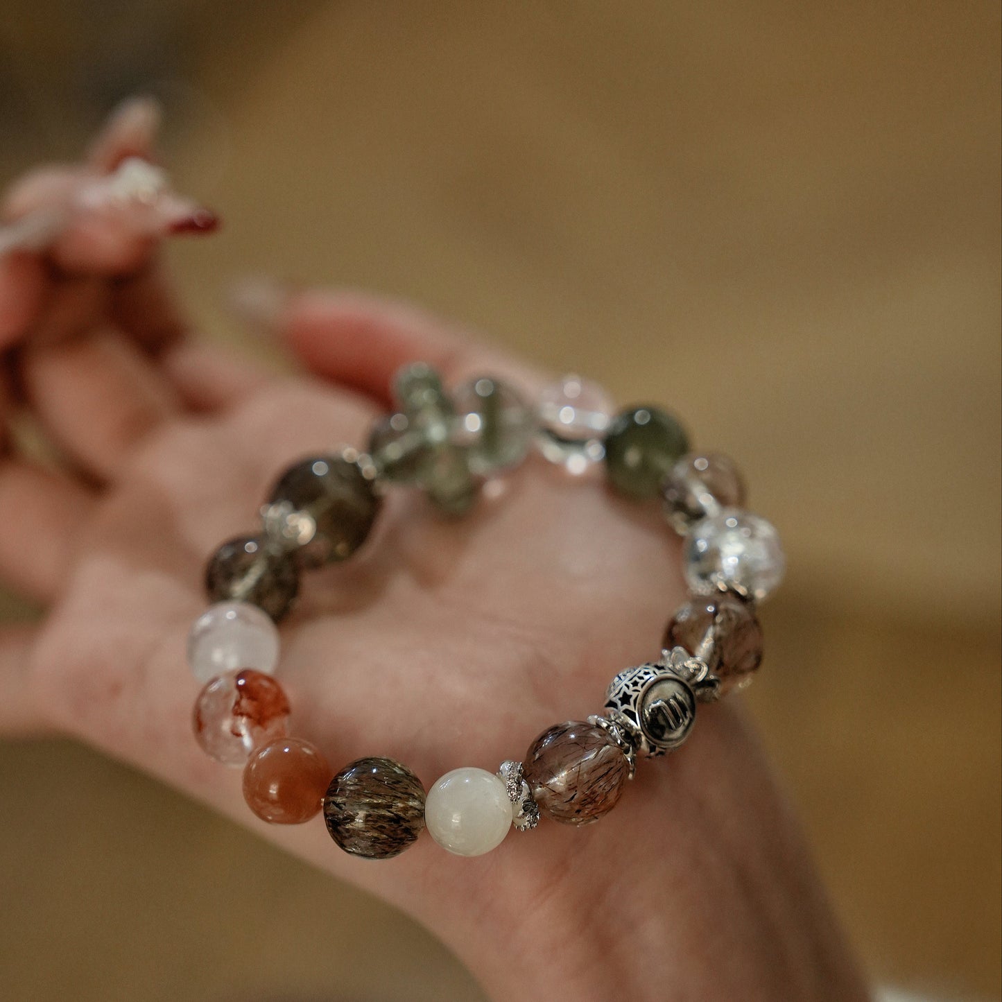 「Scorpio」Bracelet|Green Tourmaline & Black Gold Super Seven for Strength & Career Growth