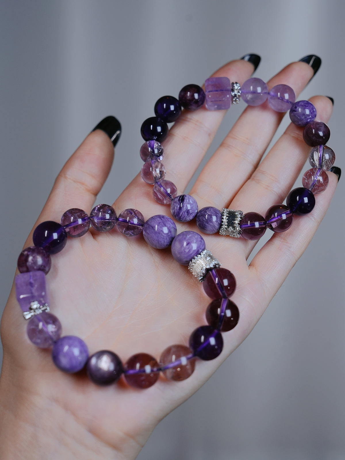 Bracelet|"Nine Purple Li Fire" 9 Purple Crystals for Fortune Shift in Li Fire Era