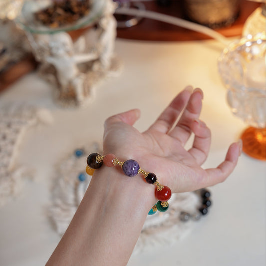 Bracelet|"Rainbow Energy" Amethyst, Citrine & Gemstones for Wealth & Intuition