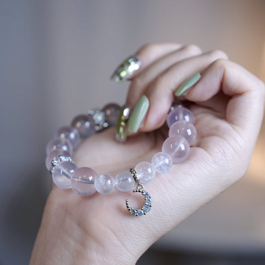 Bracelet|"Mountain Cherry Moon" Star Rose Quartz & Moonstone for Love & Intuition
