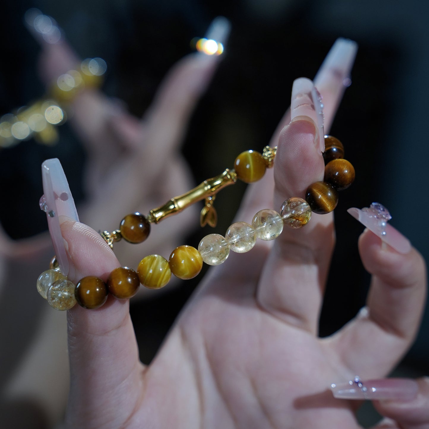 Bracelet|"Lucky Wealth Bamboo" Tiger's Eye & Yellow Jasper for Grounded Prosperity