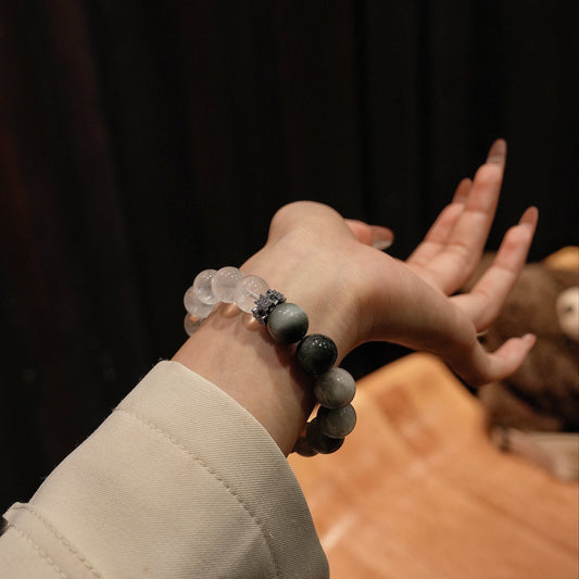 Bracelet|"Island Blank Space" White Phantom & Hawk's Eye for Purification & Insight