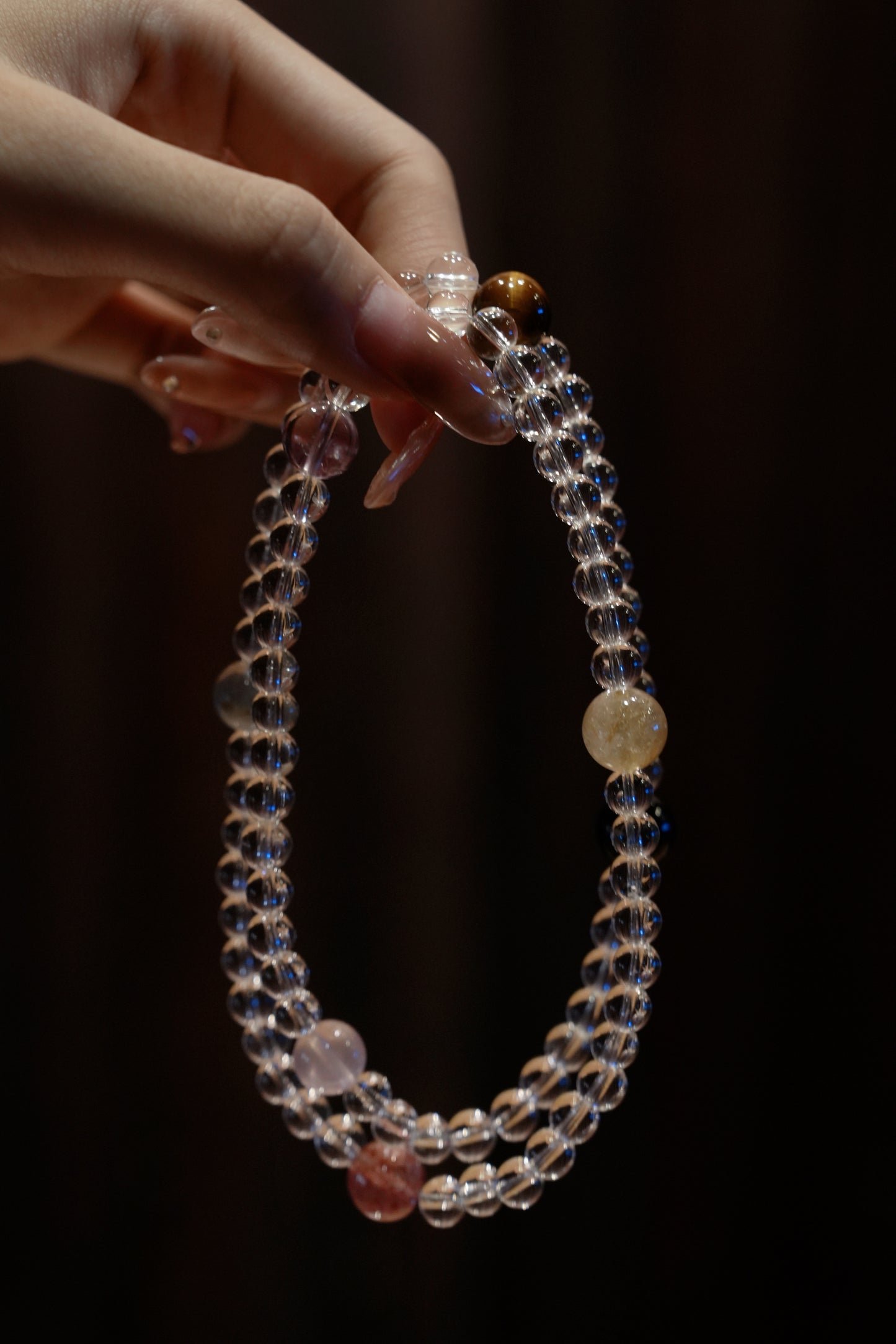 Two-wrap Bracelet|"Stellar Fusion" Multi-Crystal Triple Strand for Comprehensive Blessing